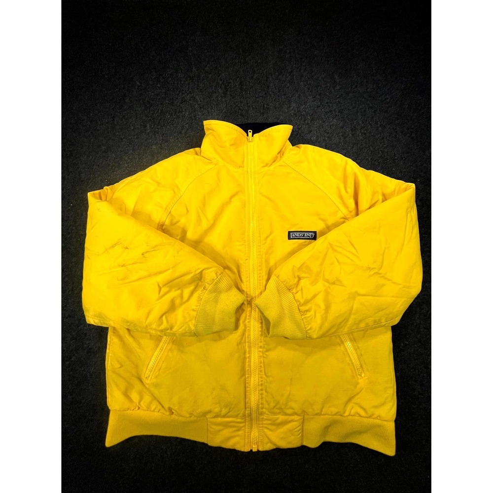 Lands End Bomber Jacket Womens PS(6-8) Yellow Fleece Lined Insulated Full Zip